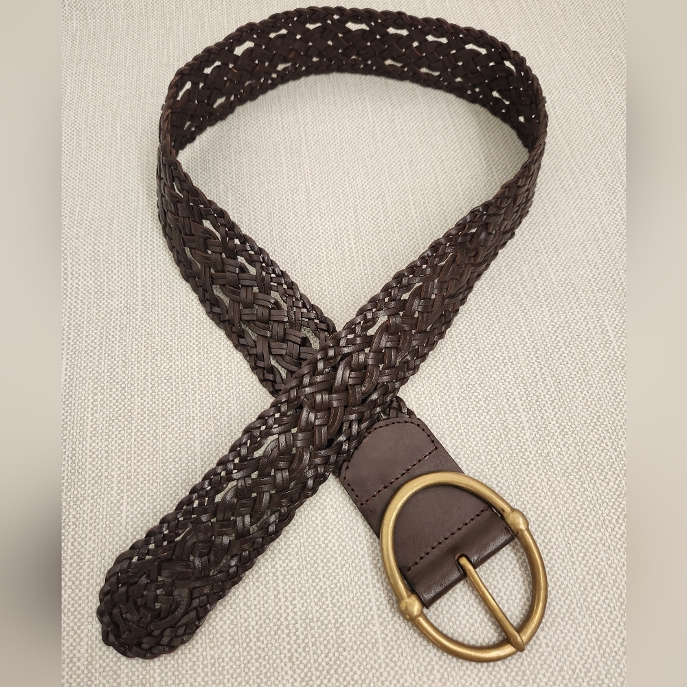 Banana Republic Factory Brown Small Wide Braided Belt Weaved Boho Women